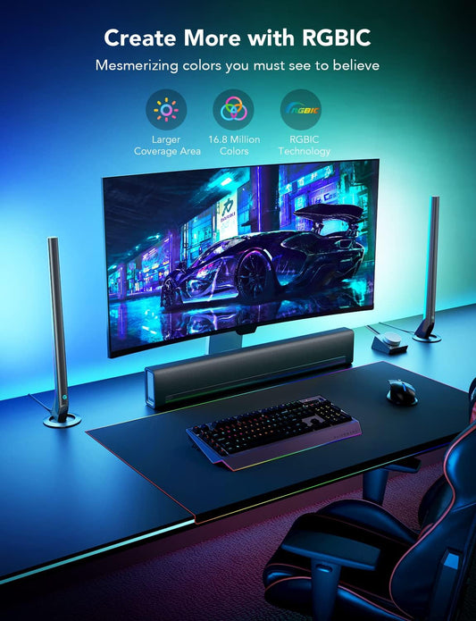 “RGBIC Gaming Light Bars Smart LED Lights WiFi App Control for PC Setup”