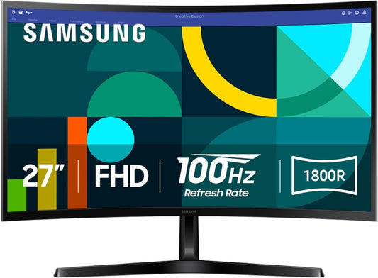 Samsung Visit the Samsung Store Samsung 27" Essential S3 (S36GD) Series FHD 1800R Curved Computer Monitor, 100Hz, Game Mode, Advanced Eye Comfort, HDMI and D-sub Ports, LS27D366GANXZA, 2024