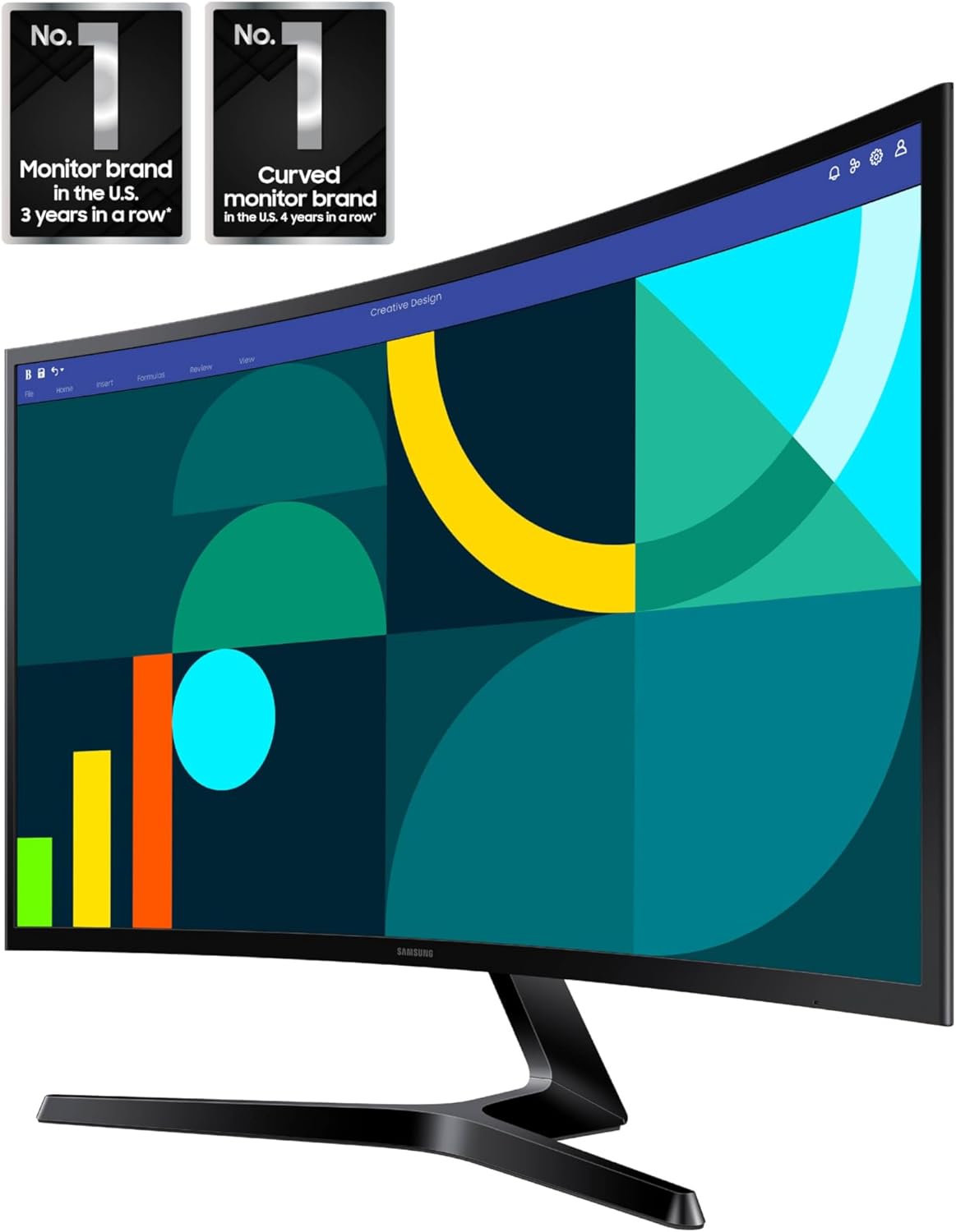 Samsung Visit the Samsung Store Samsung 27" Essential S3 (S36GD) Series FHD 1800R Curved Computer Monitor, 100Hz, Game Mode, Advanced Eye Comfort, HDMI and D-sub Ports, LS27D366GANXZA, 2024
