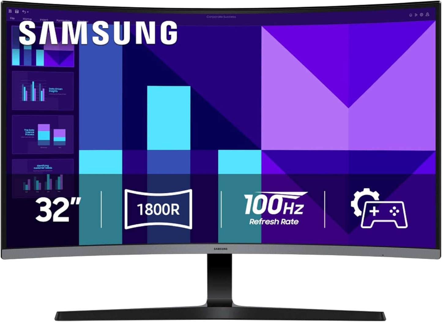 Samsung Visit the Samsung Store Samsung 32-inch S3 (S39GD) FHD 100Hz Curved Monitor, Game Mode, Eye Saver Mode, Multiple Connectivity with HDMI Port, Built-in Speakers, LS32D39DGANXZA, 2025