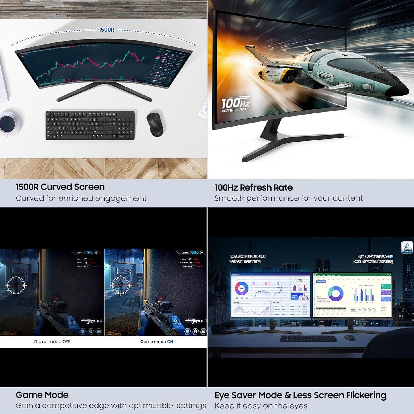 Samsung Visit the Samsung Store Samsung 32-inch S3 (S39GD) FHD 100Hz Curved Monitor, Game Mode, Eye Saver Mode, Multiple Connectivity with HDMI Port, Built-in Speakers, LS32D39DGANXZA, 2025